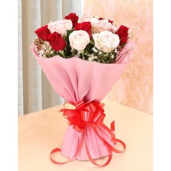 Glamorous Red and Pink Roses Bouquet